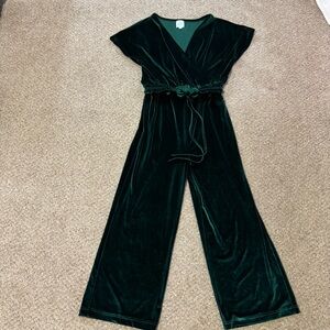 Holiday Vixen Emerald Green Velvet Jumpsuit Large shop the mint